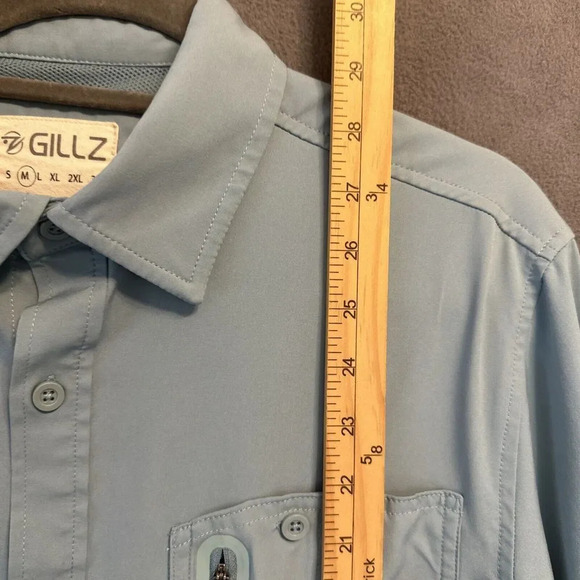Gillz Blue Vented Button Up Fishing Shirt Mens Size Medium Breathable Roll Tab - Picture 5 of 8